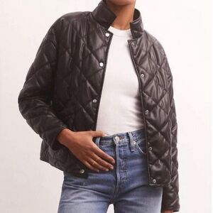 NWT Z SUPPLY heritage quilted faux leather jacket
